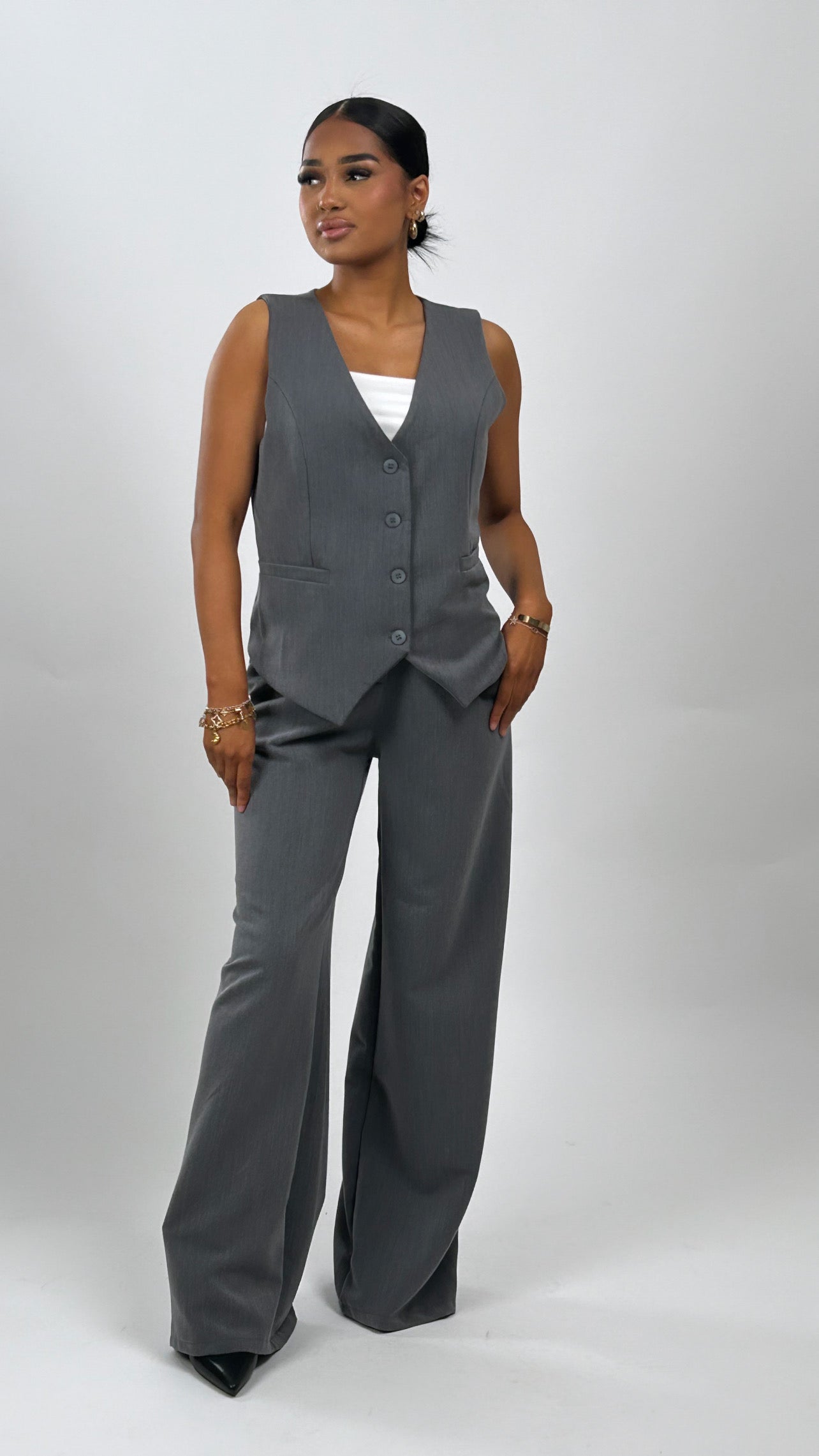 Ensemble tailleur pantalon gris