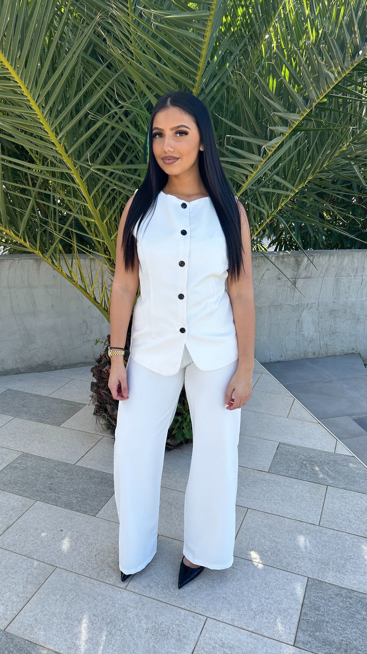 Ensemble top et pantalon blanc