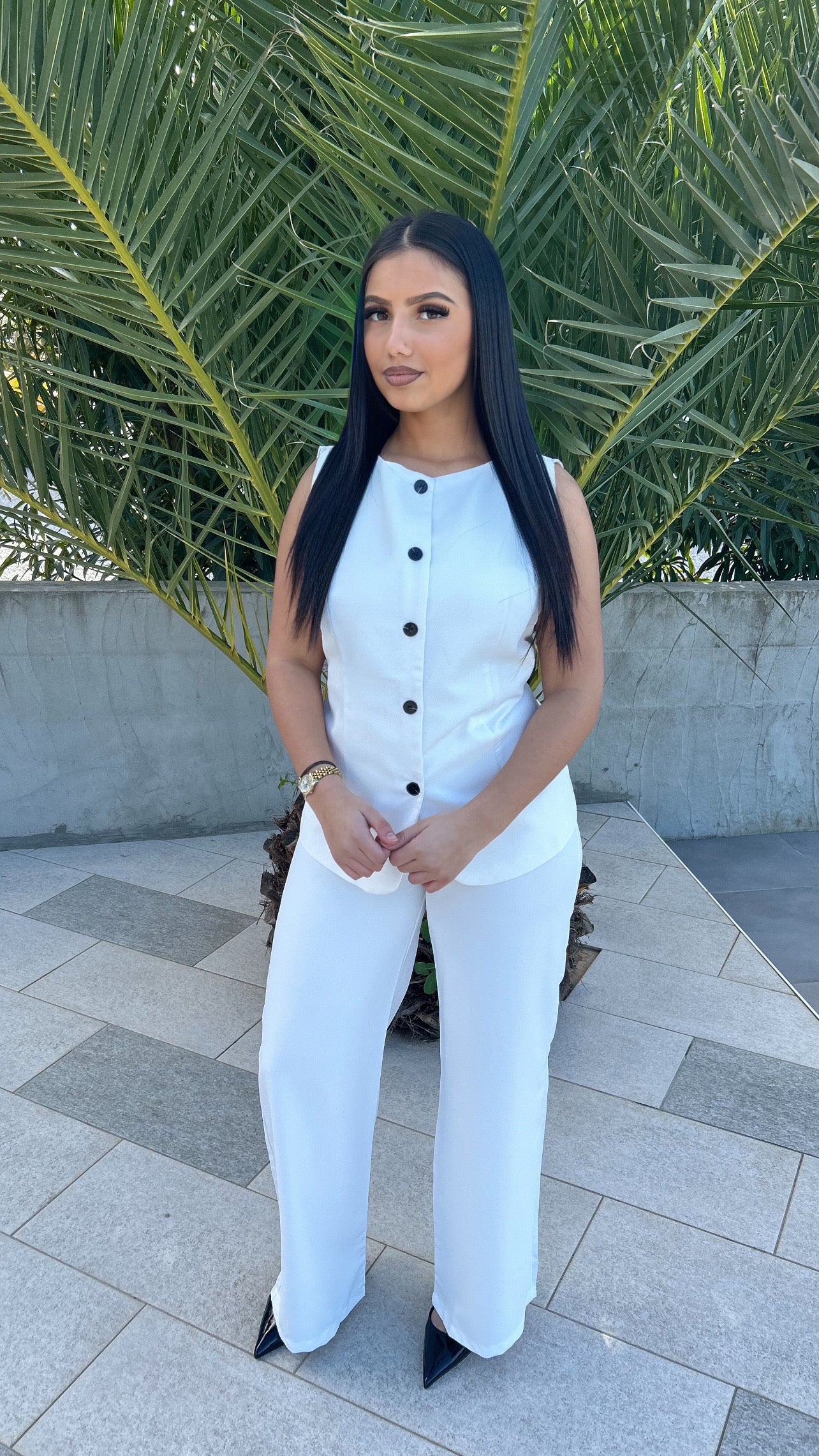 Ensemble top et pantalon blanc