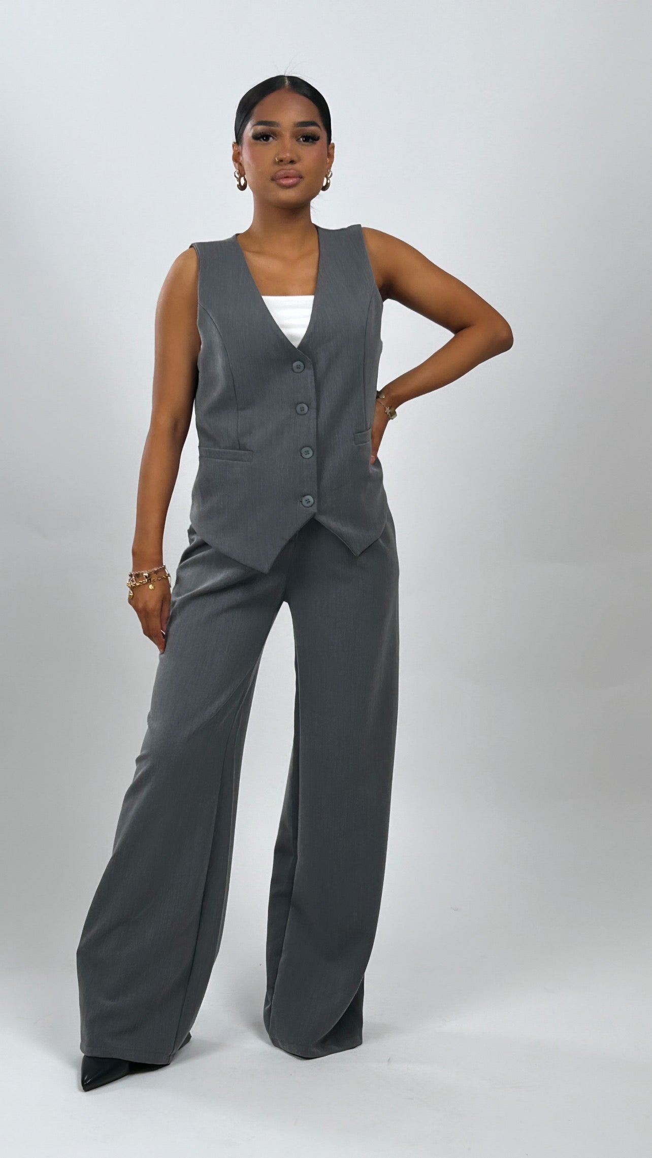 Ensemble tailleur pantalon gris