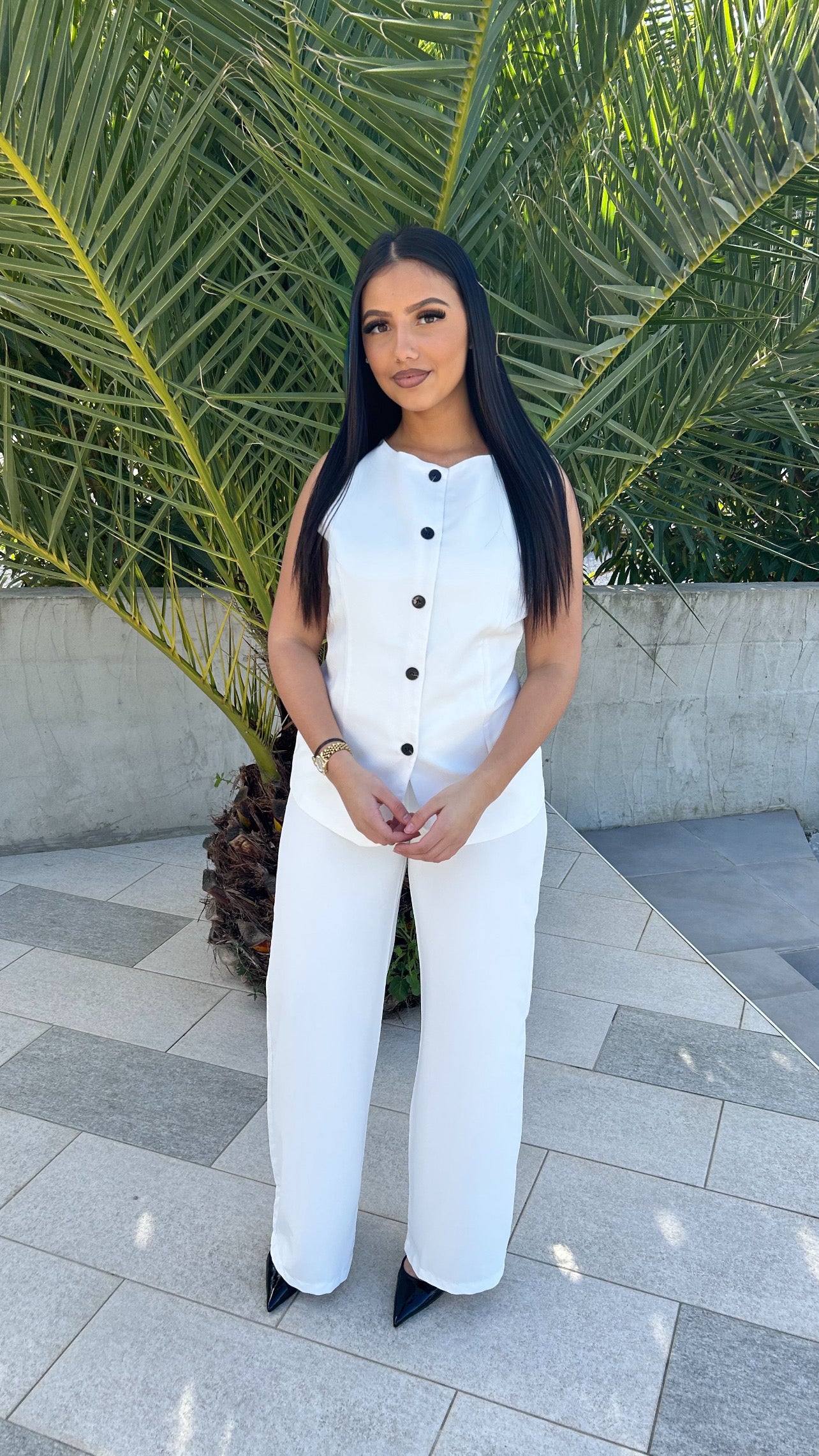 Ensemble top et pantalon blanc