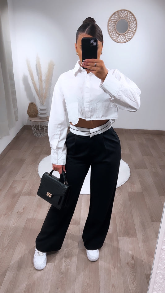 Pantalon noir avec bande blanche